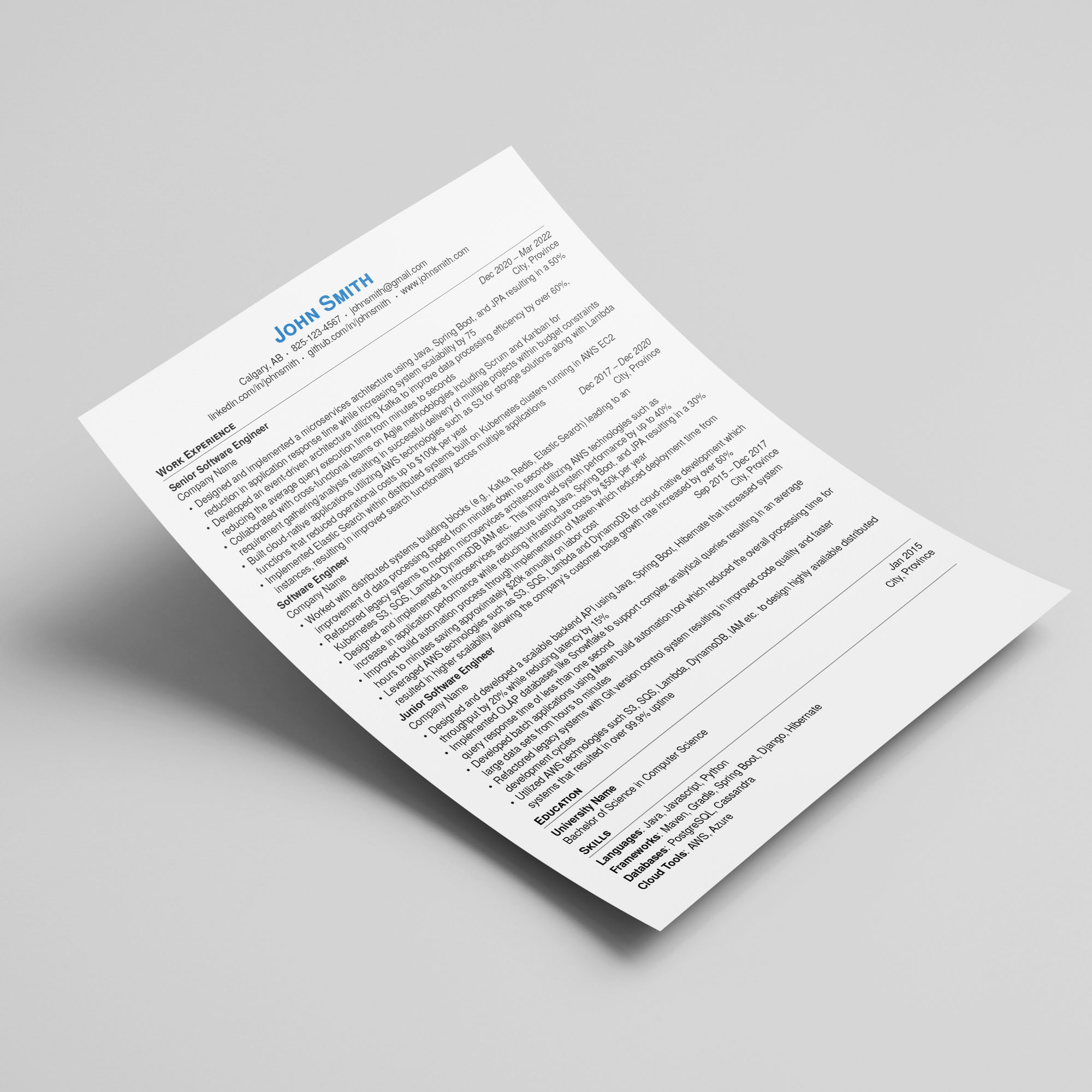 Creating a LaTeX Resume that Stands - Latex Example 2